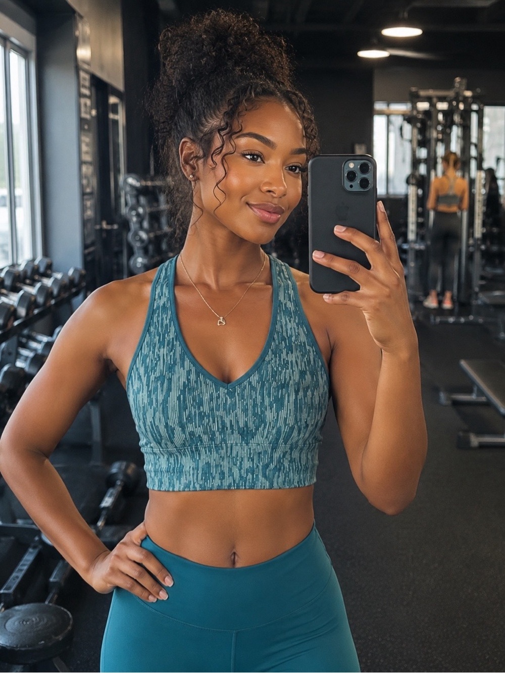 Athleta Aurora Seamless Crop Rib Tank – Women’s Reef Green Activewear Top